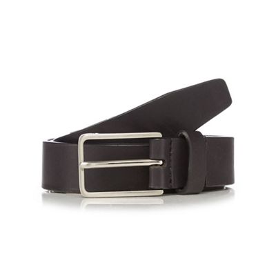 Black leather pin buckle skinny belt